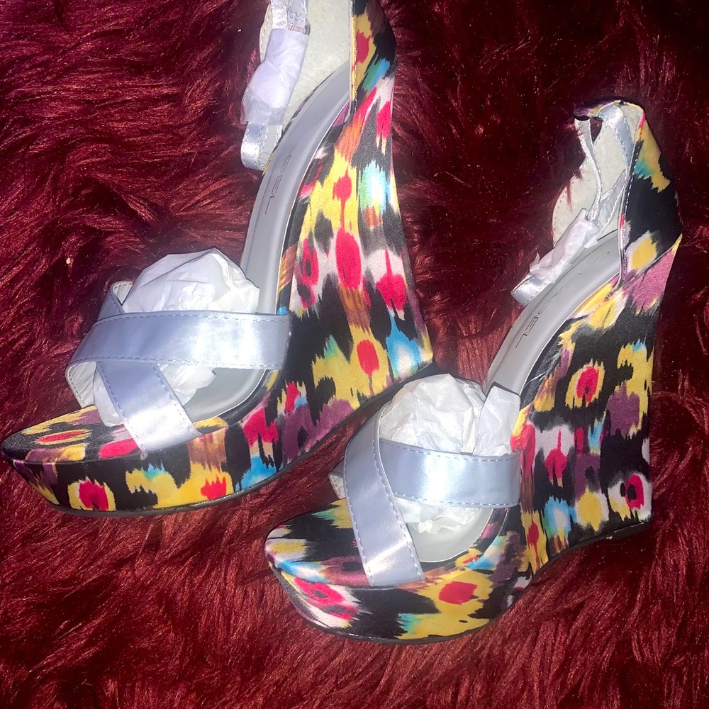 Multi colored wedge heel